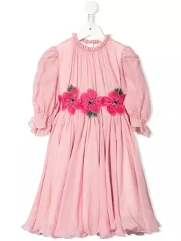 Dolce & Gabbana платье с цветочной аппликацией, розовый