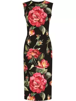 Dolce & Gabbana платье с цветочным принтом, черный