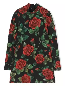Dolce & Gabbana платье с цветочным принтом, черный