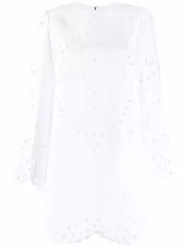 Dolce & Gabbana платье с длинными рукавами и вышивкой, белый