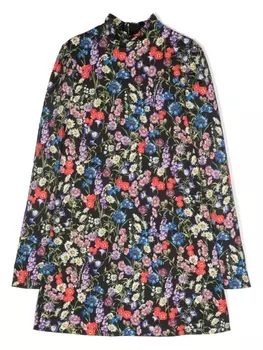 Dolce & Gabbana платье с длинными рукавами и цветочным принтом, черный