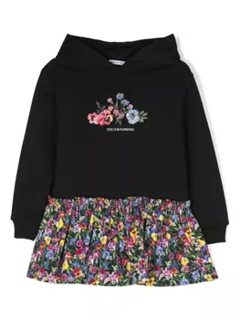 Dolce & Gabbana платье с длинными рукавами и логотипом, черный