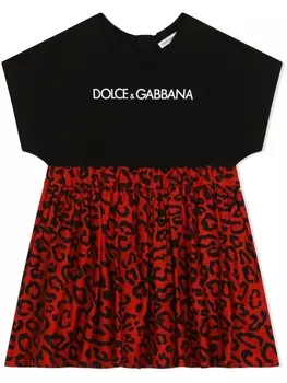 Dolce & Gabbana платье с короткими рукавами и логотипом, черный