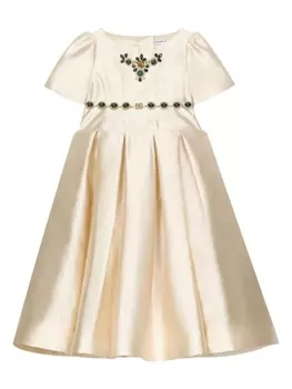 Dolce & Gabbana платье с короткими рукавами и кристаллами, нейтральный цвет