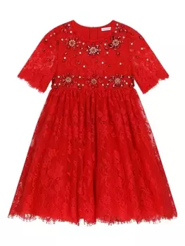 Dolce & Gabbana платье с кристаллами, красный