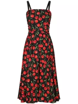 Dolce & Gabbana платье с квадратным вырезом и графичным принтом, черный
