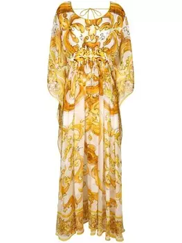 Dolce & Gabbana платье с принтом Majolica, желтый