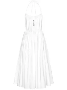 Dolce & Gabbana платье с вырезом халтер и логотипом, белый