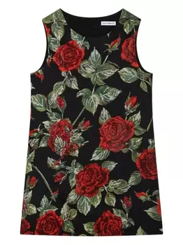 Dolce & Gabbana платье со стразами и принтом, черный