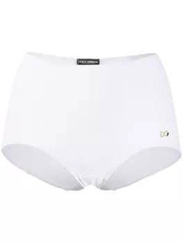 Dolce & Gabbana плавки бикини с завышенной талией и логотипом DG, белый