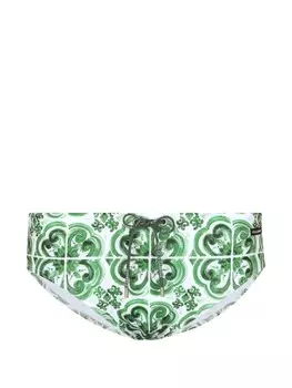 Dolce & Gabbana плавки с принтом Majolica, зеленый