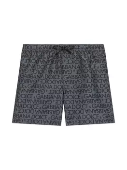 Dolce & Gabbana плавки-шорты с кулиской и логотипом, серый