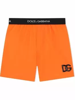 Dolce & Gabbana плавки-шорты с вышитым логотипом, оранжевый