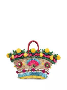 Dolce & Gabbana плетеная сумка-корзина Kendra с вышивкой, нейтральный