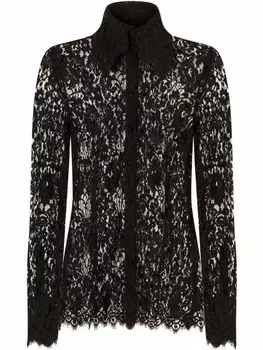 Dolce & Gabbana полупрозрачная кружевная рубашка, черный