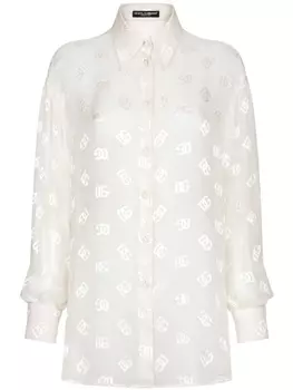Dolce & Gabbana полупрозрачная рубашка с монограммой, белый