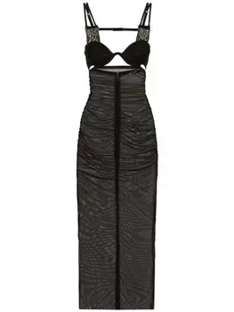 Dolce & Gabbana полупрозрачное платье миди, черный