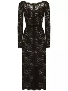 Dolce & Gabbana полупрозрачное платье миди из кружева, черный