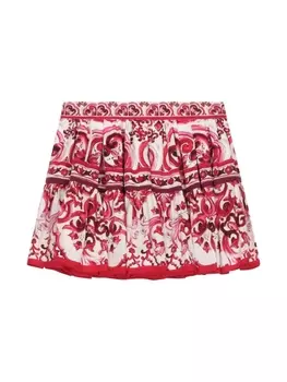 Dolce & Gabbana поплиновая мини-юбка с принтом Majolica, белый