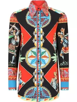 Dolce & Gabbana поплиновая рубашка с принтом Carretto, черный