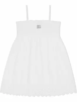 Dolce & Gabbana поплиновое платье с вышивкой, белый