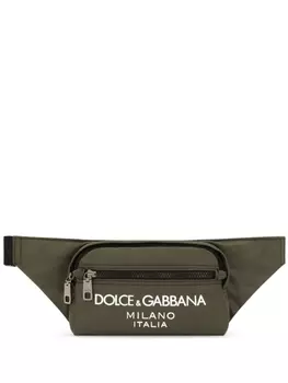 Dolce & Gabbana поясная сумка на молнии с логотипом, зеленый