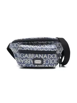Dolce & Gabbana поясная сумка с жаккардовым логотипом, синий