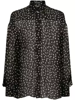 Dolce & Gabbana прозрачная рубашка в горох, черный