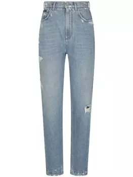 Dolce & Gabbana прямые брюки с эффектом потертости, синий