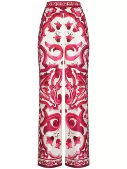 Dolce & Gabbana прямые брюки с принтом Majolica, белый