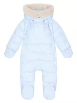 Dolce & Gabbana пуховик с капюшоном и логотипом, синий