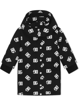 Dolce & Gabbana пуховик с капюшоном и логотипом DG, черный