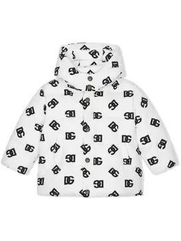 Dolce & Gabbana пуховик с логотипом DG, белый