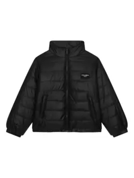 Dolce & Gabbana пуховик с нашивкой-логотипом, черный