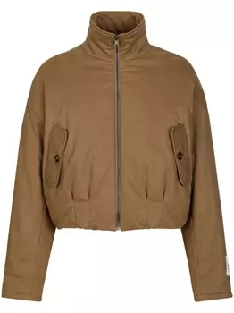 Dolce & Gabbana пуховик с нашивкой-логотипом, коричневый