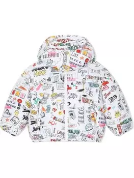 Dolce & Gabbana пуховик с принтом Smemo, белый