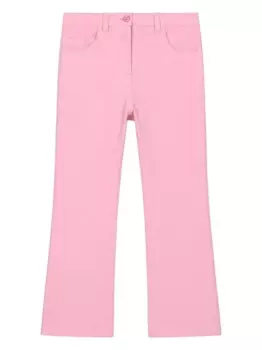 Dolce & Gabbana расклешенные брюки с вышитым логотипом, розовый