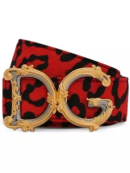 Dolce & Gabbana ремень с леопардовым принтом и логотипом DG, красный
