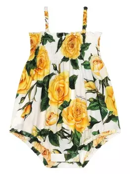 Dolce & Gabbana ромпер с цветочным принтом, белый
