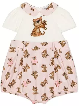 Dolce & Gabbana ромпер с короткими рукавами и леопардовым принтом, розовый