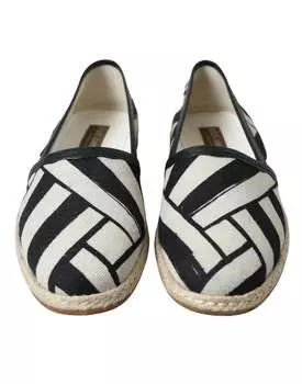 Dolce & Gabbana Роскошные кожаные мужские эспадрильи в полоску, цвет Black And White