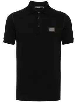 Dolce & Gabbana рубашка поло из ткани пике с логотипом, черный
