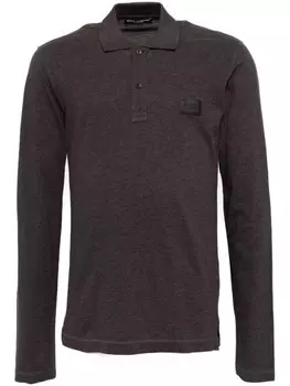 Dolce & Gabbana рубашка поло с нашивкой-логотипом, серый