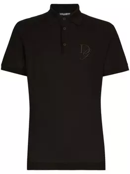 Dolce & Gabbana рубашка поло с вышитым логотипом, черный
