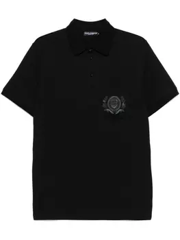 Dolce & Gabbana рубашка поло с вышитым логотипом, черный