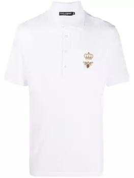Dolce & Gabbana рубашка поло с вышивкой, белый