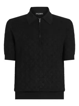 Dolce & Gabbana рубашка поло с жаккардовым логотипом, черный