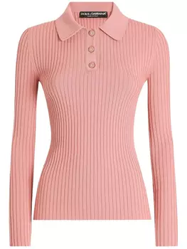 Dolce & Gabbana рубашка поло в рубчик, розовый