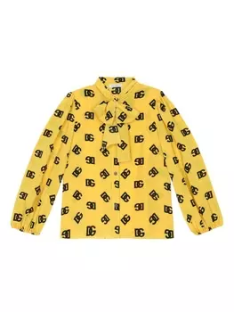 Dolce & Gabbana рубашка с бантом и логотипом DG, желтый