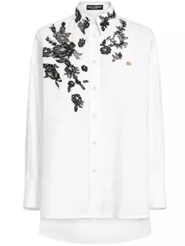 Dolce & Gabbana рубашка с цветочной аппликацией, белый